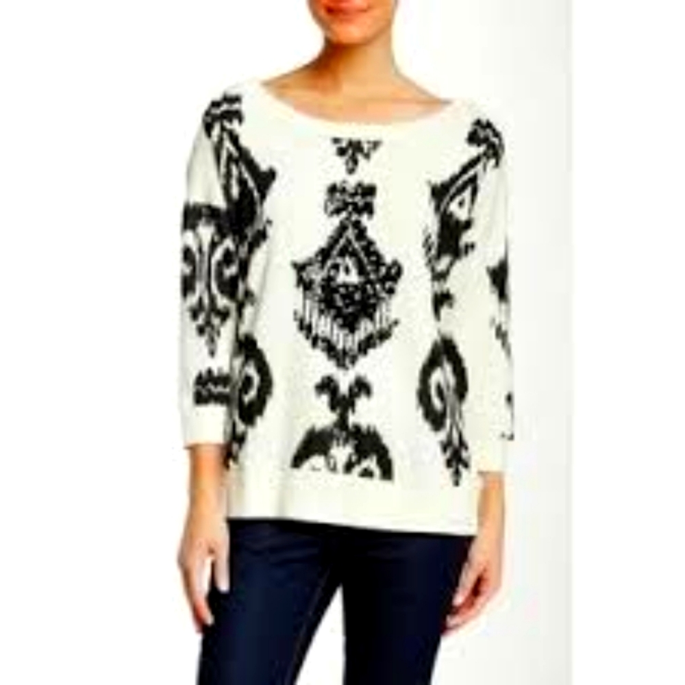 Pam & Gela cream and black, boat neck sequin sweatshirt